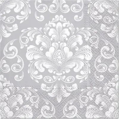 Produktbild von 20 Servietten Beautiful Moments silver - Florale Ornamente silber 33x33cm