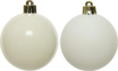 Produktbild von Weihnachtskugeln Kunststoff 8cm 6 Stück - Wollweiß