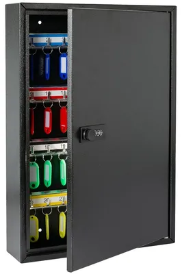 Zdjęcie produktu dla Szafka na klucze Szafka z zamkiem szyfrowym - 64 haczyki na klucze - 45 x 30 x 8 cm - Czarny