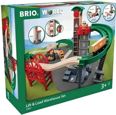 Produktbild von BRIO World Grand Circuit Multimodale Plattform, 32 Teile Holzeisenbahn Set, 72 x 64 x 37 cm, ab 3 Jahren, 33887