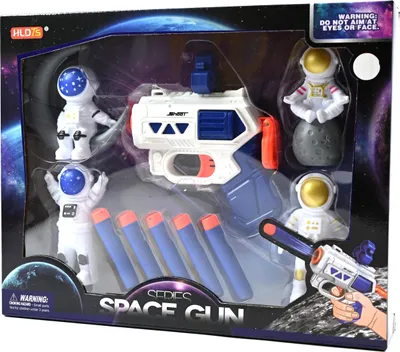 Produktbild von Weltraum Pistole mit Schaumstoffpfeilen & Astronauten - Spielzeug Blaster Set für Kinder