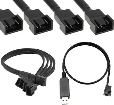 Immagine prodotto di Cavo di collegamento ventola PC 12 V step-up spina USB a 4 pin con 3 x 3 pin e alimentatore 12 pollici (55 cm)
