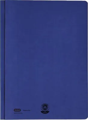 A closed blue folder is shown flat against a blue background.