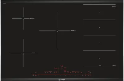 Produktbild von Bosch Serie 8 PXV875DV1E, Schwarz, Integriert, 82 cm, Zonen-Induktionskochfeld, Glaskeramik, 5 Zone(n)