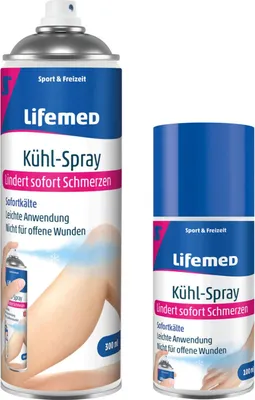 Produktbild von LIFEMED Kühlspray 300 ml | Schnelle Schmerzlinderung bei Muskelverspannungen und Verletzungen | Erfrischend & kühlend | 12 Dosen im Set