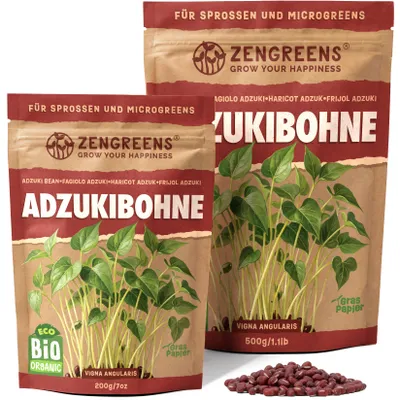 Produktbild von ZenGreens® Bio Adzukibohne Keimsaat 200 g – Sprossensamen & Microgreens