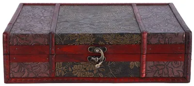 Produktbild von Aufbewahrungsbox im Vintage-Stil - Holzkästchen für Schmuck - Dekorative Aufbewahrungsbox - Multifunktionale Aufbewahrungsbox - 28 x 21,5 x 8,2 cm - Mit chinesischem Schlüsselsperrmechanismus