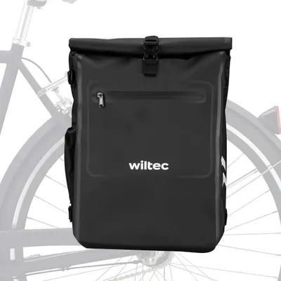 Zdjęcie produktu dla Wiltec Torba na bagażnik 3 w 1 czarna, plecak rowerowy 25 l, torba na bagażnik z przegrodą na laptopa, wodoodporna torba rowerowa