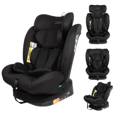 Produktbild von Cabino Solero Kindersitz i-Size Gruppe 0+/1/2/3 Schwarz – mitwachsender Reboarder 40–150 cm (0–36 kg), Seitenaufprallschutz, Befestigung mit Autogurt