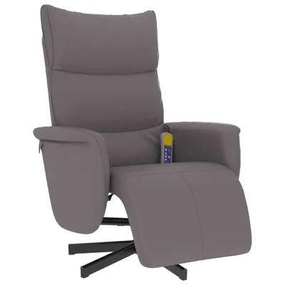 Image de vidaXL Fauteuil de massage avec repose-pieds Gris Similicuir