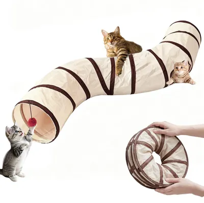 Imagen del producto de Juguete para gatos, túnel interactivo, 123 x 25 cm, ideal para interiores
