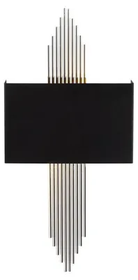 Image de Applique murale Lampe en métal noir et argent - L 75 × P 10 × H 22 cm - E27 Max 40W - IP20 - Moderne