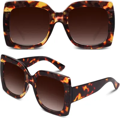 Produktbild von Übergroße Sonnenbrille Damen Retro Vintage Quadratisch UV400 Blau