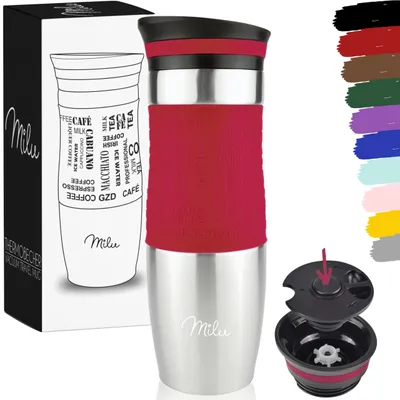 Produktbild von Isolierender Thermobecher - 450 ml, Rot, 100% Auslaufsicher