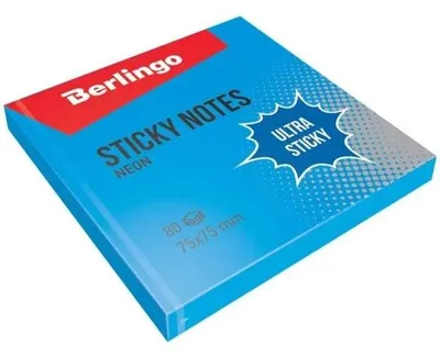 Obrázek produktu pro Samolepicí blok 75 × 75, modrý, 80 listů – Berlingo