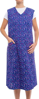 Produktbild von Tobeni Damen Kittelschürze lang mit Reissverschluss und Taschen ohne Arm 100% Baumwolle, Farbe:Design 31, Grösse:44