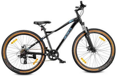 Produktbild von 27,5-Zoll-Mountainbike (MTB) mit 7 Gängen, Aluminiumrahmen, leichtem Stoßdämpfer, Shimano-Scheibenbremsen, Rahmengröße M, 17-Zoll-Rad, Farbe: Verdant Shred, schwarz