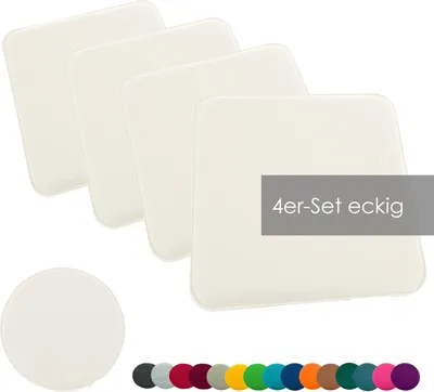 Produktbild von heimtexland ® Sitzkissen Set Filz Stuhlkissen Stuhlauflage Filzkissen Stuhl Polster Kissen Typ631 4er Set 35 x 35 cm Eckig Wollweiß