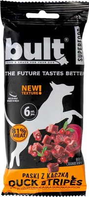 Produktbild von Bult | Tasty Strips Superfoods - Ente - 300g - 6 Stück - Gesunde Hundeleckerlis - Ergänzungsfuttermittel