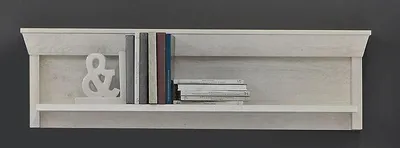 Produktbild von Wandregal KASHMIR, Holzwerkstoff Pinie Weiß, 122.8x33.8x23.6 cm (BxHxT), 1 Ablage, 5 kg Traglast