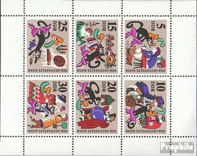 Produktbild von Briefmarken DDR 1968 Mi 1426-1431 Kleinbogen (kompl.Ausgabe) postfrisch Märchen (III): Der gestiefelte Kater