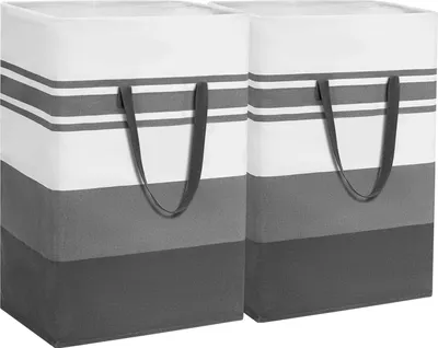 Immagine prodotto di Cesto portabiancheria pieghevole grande - Cesto portaoggetti per cameretta e bagno - 43 x 60 cm - Grigio