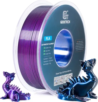 Zdjęcie produktu dla Drukarka 3D Geeetech 1 kg 1,75 mm filamentu PLA Silk Tri-Color (niebieski + fioletowy + czarny), dokładność wymiarowa +/- 0,03 mm