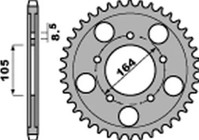 Produktbild von Hinteres Ritzel 4557 46 C45 Gilera Gp 800 '09-'19, Für Aprilia Srv 850 '12 (Kette 525) (Std.-1) (Jtr - Fehlt)