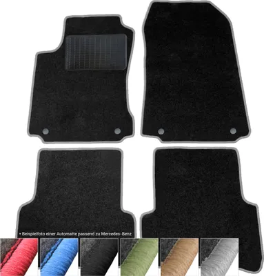 Image de moto-MOLTICO Tapis de sol en velours noir pour Mercedes-Benz Classe C W204 à partir de 2007 (gris - coutures décoratives)