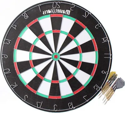 Produktbild von Famanu Dartboard 45 cm mit 6 Pfeilen - Kunststoffeinsatz für drinnen und draußen