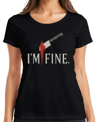 Immagine prodotto di I'm fine bloody hatchet horror Halloween sarcastic gloomy crime t-shirt da donna, nero, S