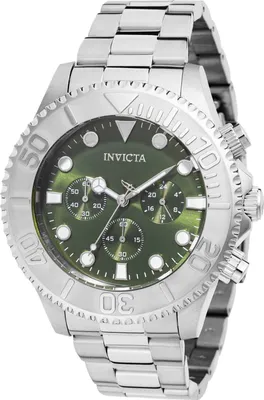 Obrázek produktu pro Invicta Pro Diver 49214 Pánské Hodinky - Quartz Hnutí - Nerezová Ocel se Zeleným Ciferníkem - 47 mm