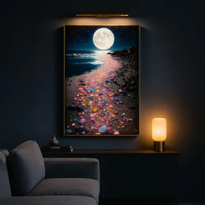 Obrázok produktu pre Lakovaný obraz na plátne s rámom a reliéfmi 60x3,5x90 cm