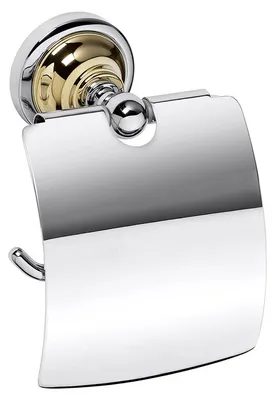 Image de Porte-papier toilette rétro Bemeta avec couvercle doré/chromé