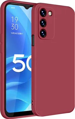 Image de Etui pour OPPO A55 5G Etui en silicone liquide souple, antichoc en caoutchouc rouge