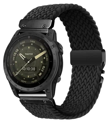 Produktbild von By Qubix Geflochtenes Nylonarmband mit Fallschirmverschluss - Schwarz - passend für Garmin Quatix 8 - 51 mm