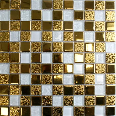 Produktbild von Glasmosaik Gold Metallic, Mosaikfliese "Gold Brillar" für Küchen- und Badwand 30 x 30 cm