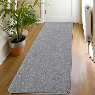 Zdjęcie produktu dla Szary dywanik 50 x 150 cm, antypoślizgowy i nadający się do prania, idealny do przedpokoju, wejścia, kuchni i łazienki