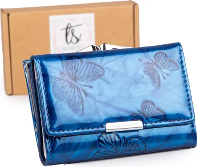 Produktbild von Jennifer Jones Damen Geldbörse RFID Bügelverschluss Schmetterling Blau
