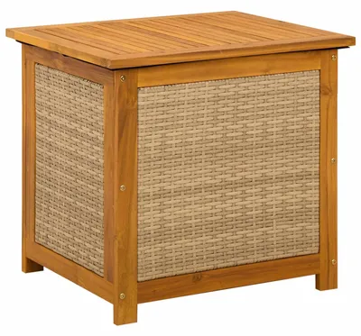Zdjęcie produktu dla Skrzynia ogrodowa o pojemności 185 litrów, wykonana z litego drewna akacji, wymiary: 60 x 50 x 56 cm, kolor beżowy
