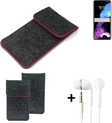 Produktbild von K-S-Trade Handy Hülle Schutz Hülle kompatibel mit Meizu 18 Schutzhülle Handyhülle Filztasche Pouch Tasche Case Sleeve Filzhülle dunkelgrau rosa