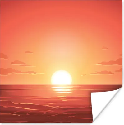 Produktbild von MuchoWow® Poster Meer - Sonne - Orange 75x75 cm - Wand Dekoration