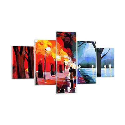 Produktbild von Bilder auf glas - Grafik Abbildung See Abend - 125x70cm - Glasbilder - Wandbilder - Kunstdruck - zum Aufhängen bereit - Wanddekoration aus Glas - Glas Bilder - Wandbild auf Glas - GEA125x70-3110