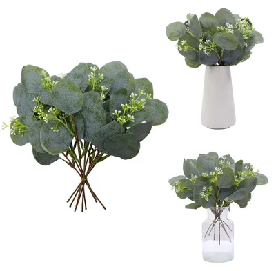 Produktbild von Kunstblumen Eukalyptus 15 Stück Künstliche Deko für Hochzeit Garten Haus Büro Indoor Outdoor