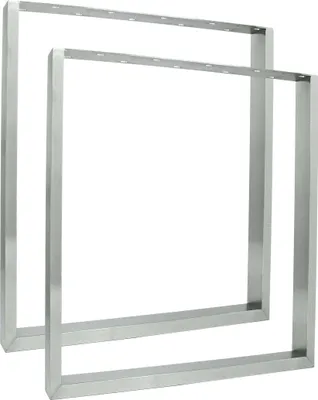 Produktbild von Natural Goods Berlin Möbelkufen RECHTECK 70x30-Edelstahl, Tischkufen, Tischbeine, Tischgestell, Esstisch, Bank, Couchtisch, B50xH72 cm, 2 Stück