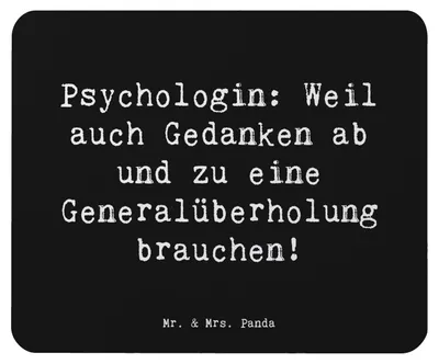 Produktbild von Mr. & Mrs. Panda Mousepad Spruch Psychologin Gedanken - Schwarz - Geschenk, computermatte, computer, Mouse Pad, Klientenhilfe, handgefertigte Geschenke, Beruf, Mauspad