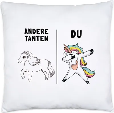 Produktbild von Andere Tanten Du Kissen inkl. Füllung beste Tante der Welt Geschenk Einhorn Geburtstag von Nichte & Neffe 40x40cm