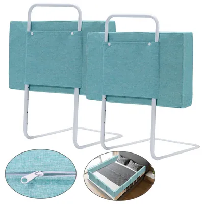 Produktbild von Peviasot 2x Bettgitter 50cm Grün, Bettschutzgitter Set, 5-Loch höhenverstellbar, Rausfallschutz Kinderbettgitter für Babybett & Familienbett