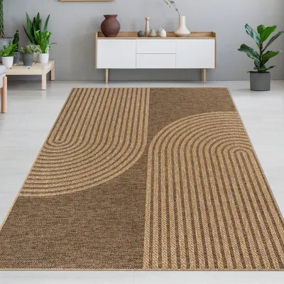 Immagine prodotto di Tappeto per interni ed esterni con motivo geometrico a fiocchi in marrone beige Dimensioni - 140 x 200 cm