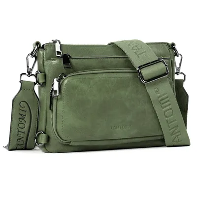 Produktbild von Damen Umhängetasche Klein, Vintage Schultertasche Crossbody Bag, mit Abnehmbarem Breitem Schultergurt, Handtasche Damen Klein
